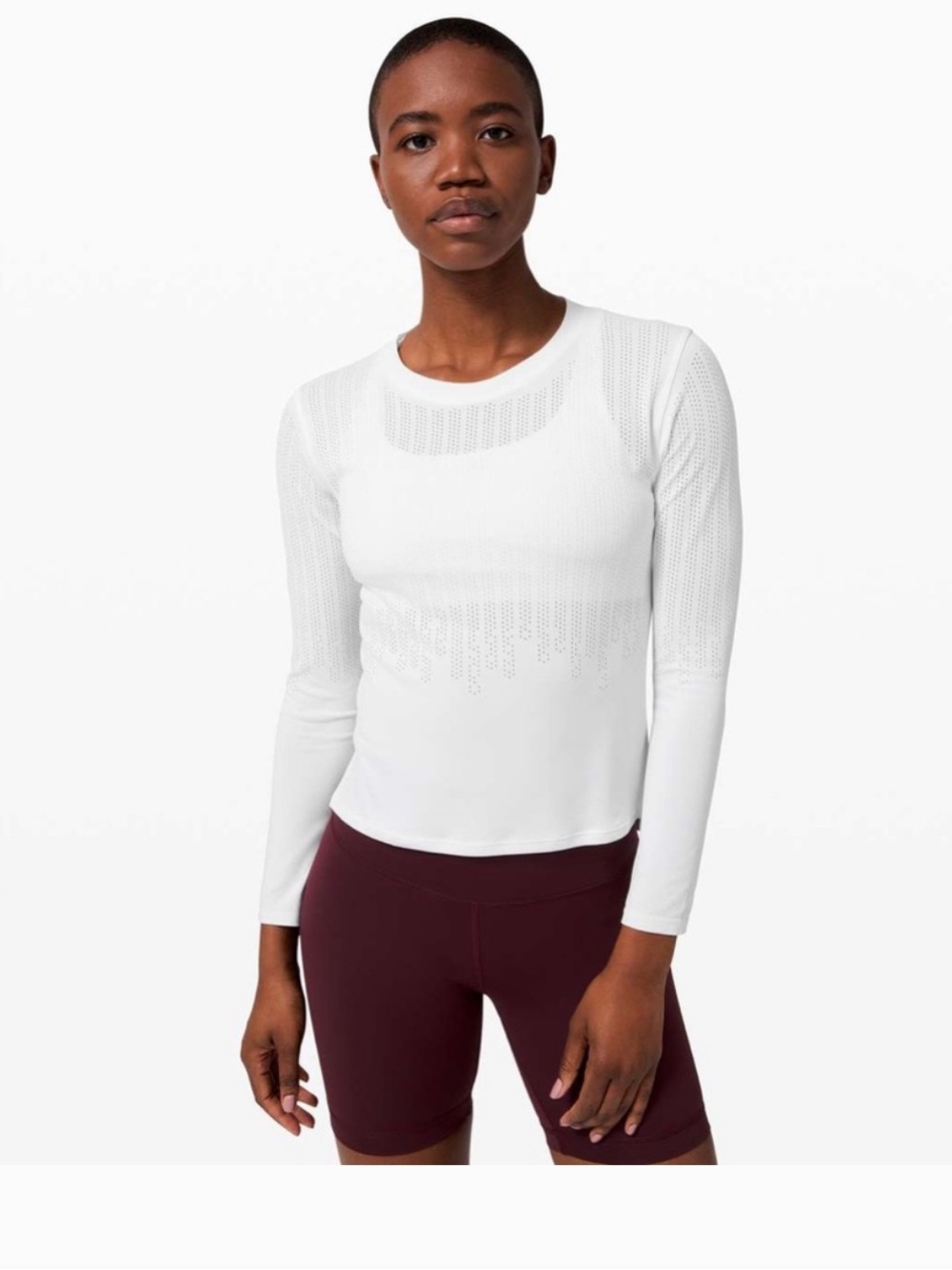 Lululemon Train To Be Long Sleeve Top White Cropped Size S